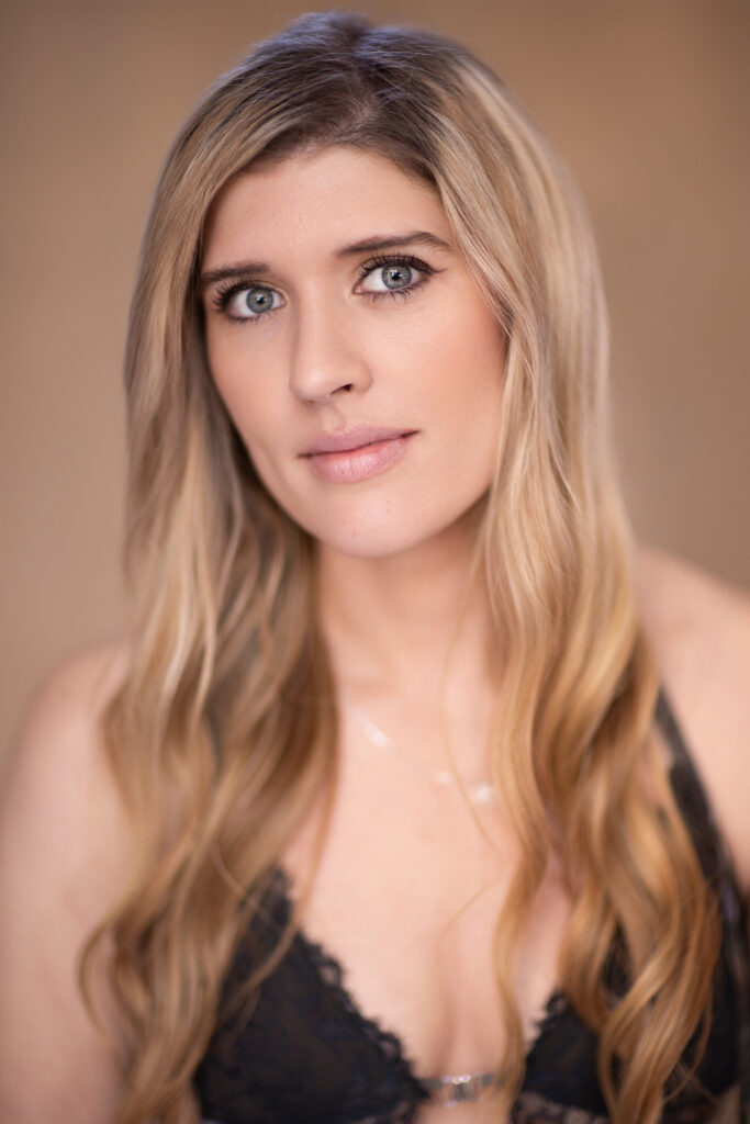 Close-up portrait of Jessica during her studio photography session